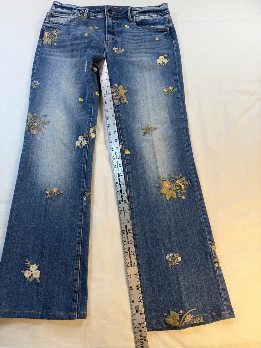 Driftwood Floral Embroidered Kelly Bootcut Flare Jeans Blue Denim - Picture 6 of 11